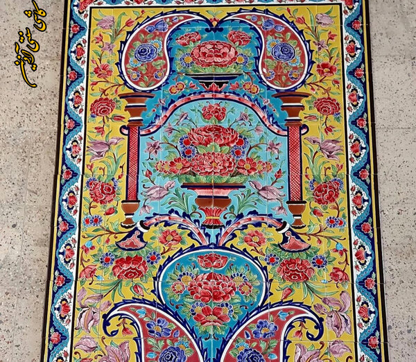 کاشی سنتی گل و مرغ قاجار