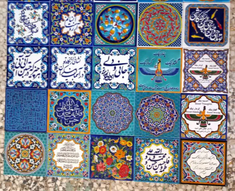کاشی سنتی طرح فروهر و هخامنش کاشی 10*10 هفت رنگ